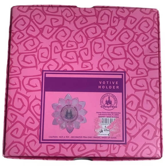 Maleficent Disney Villain Candle Votive Pink Flower Rose Glass Candle Holder New - Picture 4 of 7